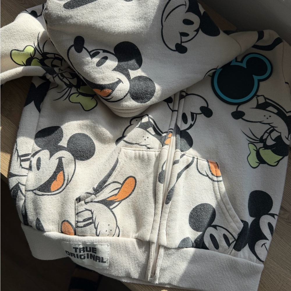 Kids Mickey Mouse Cream Zip-Up Hoodie